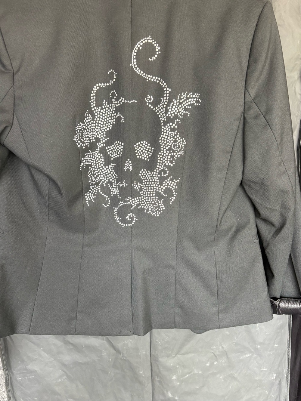 Women's Black Jacket with Crystal Skull Back Detail